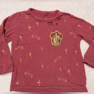 Unisex (sz10) Harry Potter x Chaser Fleece distressed Sweatshirt in red & go…